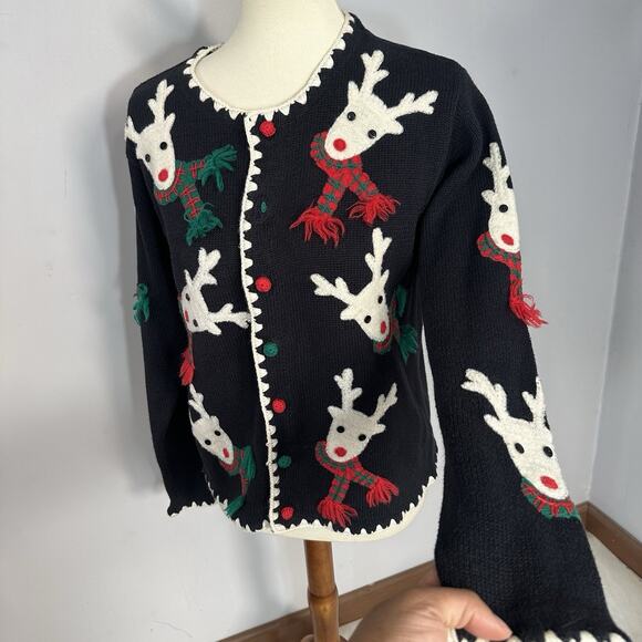 Marisa Christina Y2K 2000 Christmas Collection Cardigan Sweater Reindeer Knit - Picture 8 of 12